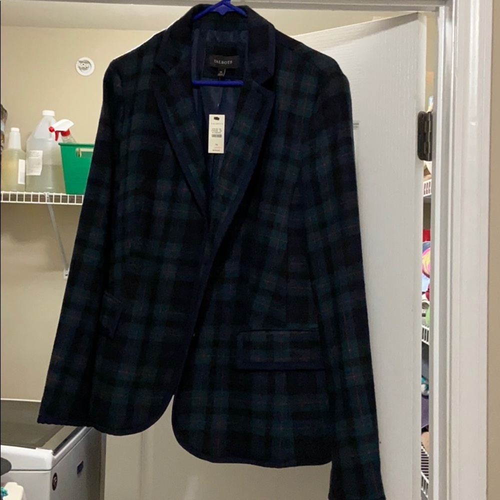 Talbots Plaid Blazer - Black and Green